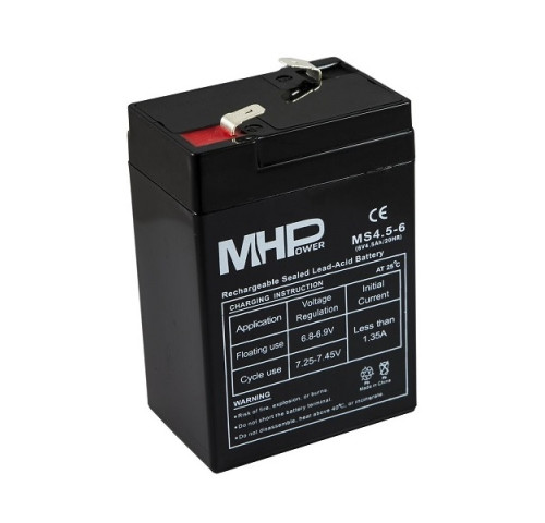 MHPower MS4.5-6 olověný akumulátor AGM 6V/4,5Ah, Faston F1 - 4,8mm