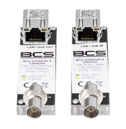 CP-PR-146 Sada aktivních převodníků LAN+PoE po koaxiálním kabelu s dosahem 500 metrů - BCS-xCOAX/IP-II