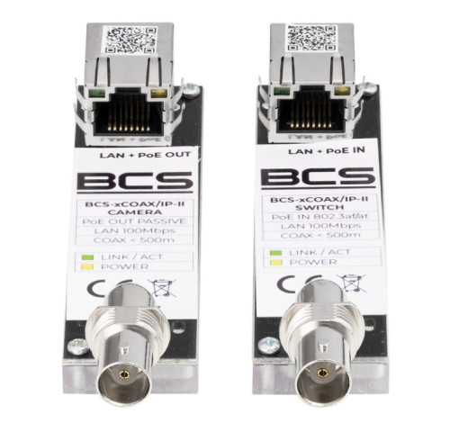CP-PR-146 Sada aktivních převodníků LAN+PoE po koaxiálním kabelu s dosahem 500 metrů - BCS-xCOAX/IP-II