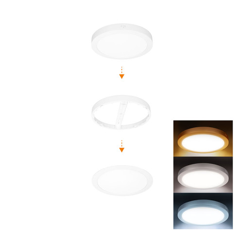 Solight LED mini panel koupelnový 2v1, 3CCT, podhledový/přisazený, 18W, 1530lm, IP54, bílá, kulatý Solight LED mini panel koupelnový 2v1, 3CCT, podhledový/přisazený, 18W, 1530lm, IP54, bílá, kulatý