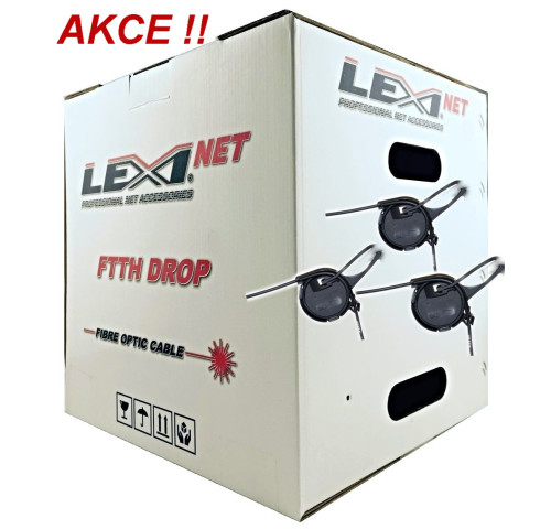 DROP LEXI FTTx 12 VL SM 9/125, G.657A1 BLACK LSZH + 10ks kotva