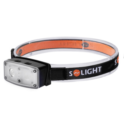 Solight LED čelová nabíjecí svítilna, 100lm, sensor, Li-Ion