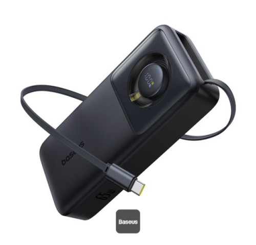 Powerbanka Baseus Free2Pull 20000mAh, 65W, s kabelem USB-C černá Powerbanka Baseus Free2Pull 20000mAh, 65W, s kabelem USB-C černá