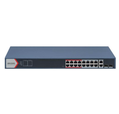 DS-3E1318P-EI(B) 18 portový switch - 16x PoE 30W 100Mbps + 2x uplink combo 1Gbps (RJ-45…