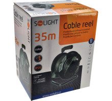 Solight prodlužovací přívod na bubnu, černý kabel, černý buben, 35m Solight prodlužovací přívod na bubnu, černý kabel, černý buben, 35m