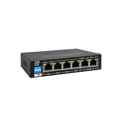 BCS-B-SP0402 Switch - 6 portový switch, 10/100 Mb/s, 4x POE, max. výkon 60 W, přenos až…