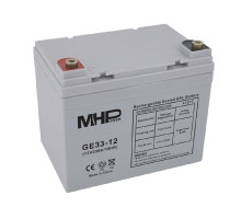 MHPower GE33-12 - LEHCE POŠKOZENÉ, Gelový akumulátor 12V/33Ah, Terminál T2 - M6, Deep Cycle MHPower GE33-12 - LEHCE POŠKOZENÉ, Gelový akumulátor 12V/33Ah, Terminál T2 - M6, Deep Cycle