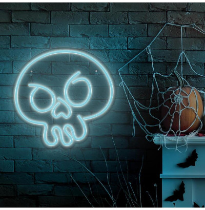 Dekorativní LED neon Lebka tyrkysová