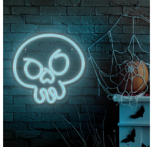 Dekorativní LED neon Lebka tyrkysová