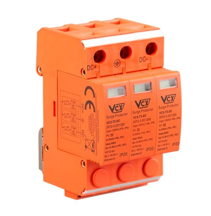Přepěťová ochrana VCX DC X1-T2-DC-3P třída T2 (C) 3P 1200V Professional Plus orange Přepěťová ochrana VCX DC X1-T2-DC-3P třída T2 (C) 3P 1200V Professional Plus orange