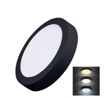 Solight LED mini panel CCT, přisazený, 18W, 1530lm, 3000K, 4000K, 6000K, kulatý, černá barva