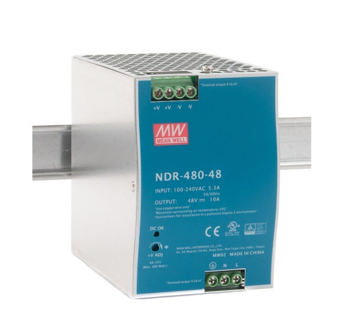 MEAN WELL NDR-480-48 průmyslový napájecí zdroj 48V 10A na DIN lištu