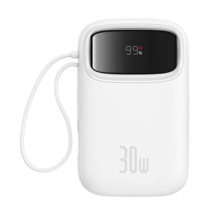 Powerbanka Baseus Qpow2 10000mAh, 30W, s kabelem USB-C bílá
