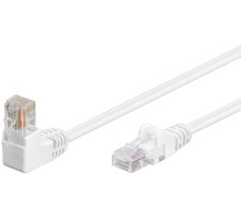 Patch kabel 1x 90° zahnutý konektor, Cat5e, UTP, bílý, 3m