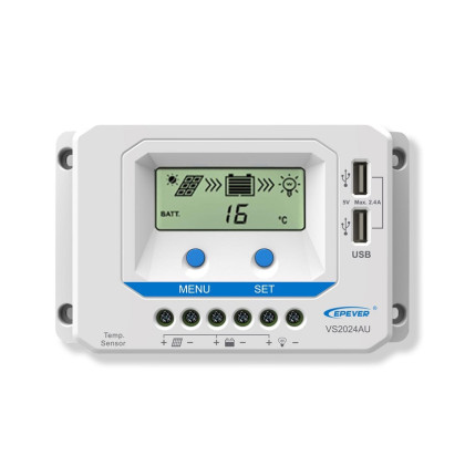 Epever VS2024AU solární PWM regulátor, 12/24V, 20A s LCD displejem série VS