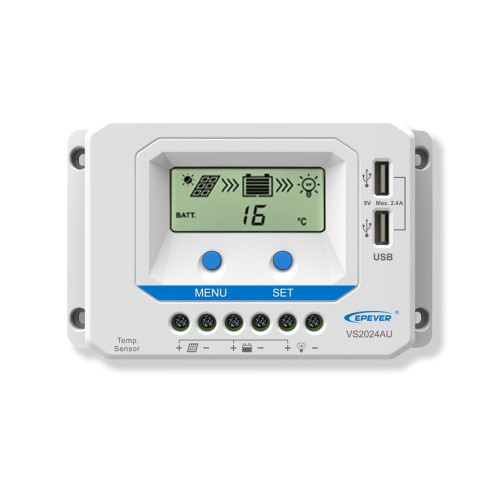 Epever VS2024AU solární PWM regulátor, 12/24V, 20A s LCD displejem série VS