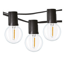 Solight LED venkovní řetěz s žárovkami, 25 žárovek, 15m+5m, 750lm, teplá bílá