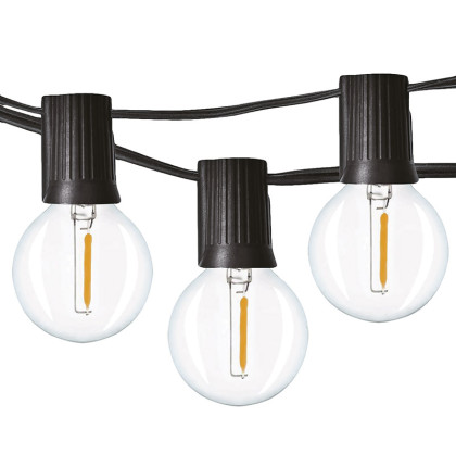 Solight LED venkovní řetěz s žárovkami, 25 žárovek, 15m+5m, 750lm, teplá bílá