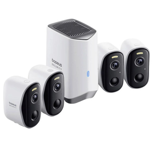 Venkovní kamera Baseus Security N1 Plus 2K (sada 4ks+centrální stanice) bílá Venkovní kamera Baseus Security N1 Plus 2K (sada 4ks+centrální stanice) bílá