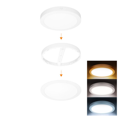Solight LED mini panel koupelnový 2v1, 3CCT, podhledový/přisazený, 24W, 2040lm, IP54, bílá, kulatý