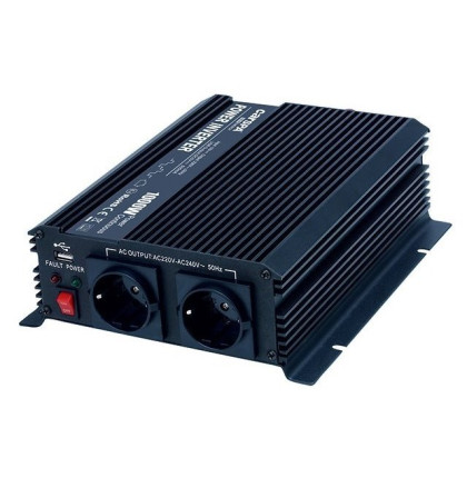Měnič napětí Carspa CAR1KU-24 - POUŽITÉ, 24V/230V+USB 1000W, modifikovaná sinus