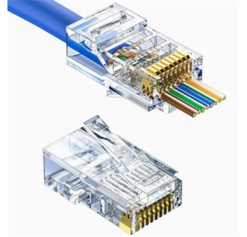 LEXI-Net Konektor RJ45 8/8 30u drát kulatý 5e UTP - průchozí LEXI-Net Konektor RJ45 8/8 30u drát kulatý 5e UTP - průchozí