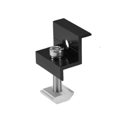 Držák koncový 30-35mm ČERNÝ pro solární panely na lištu, hliníkový