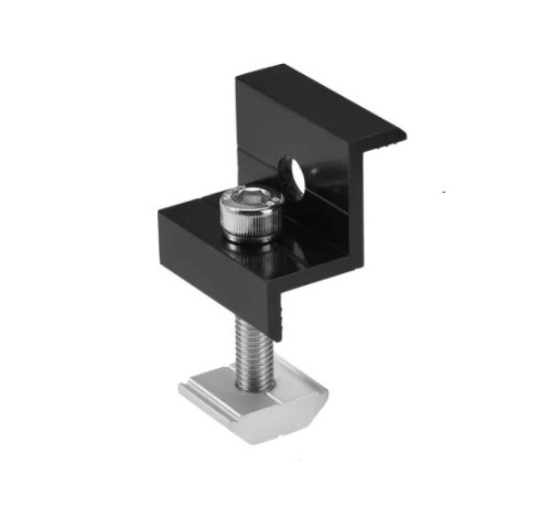 Držák koncový 30-35mm ČERNÝ pro solární panely na lištu, hliníkový