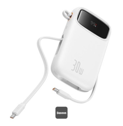 Powerbanka Baseus Qpow2 20000mAh, 30W, s kabelem USB-C bílá