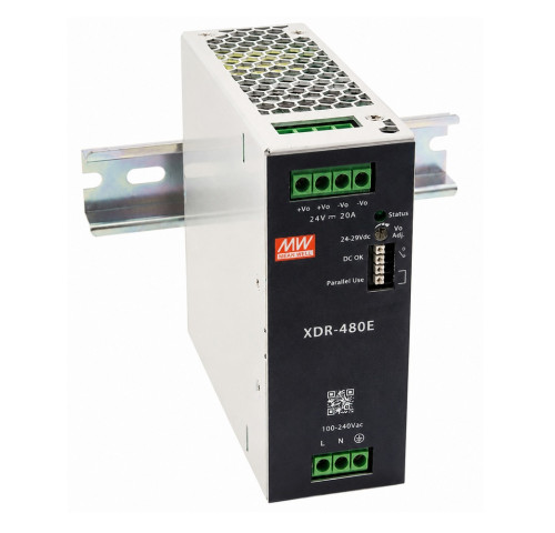 MEAN WELL XDR-480E-12 Průmyslový napájecí zdroj na DIN lištu 480W 12V