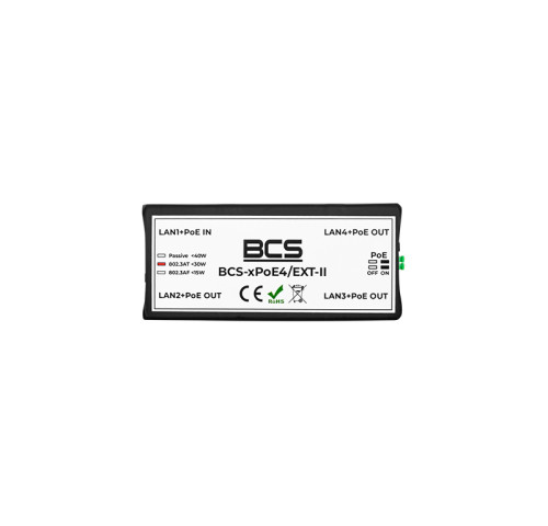 BCS-xPoE4/EXT-II Vnitřní extender a rozbočovač sítě LAN a PoE, vhodný pro prodloužení LAN a… BCS-xPoE4/EXT-II Vnitřní extender a rozbočovač sítě LAN a PoE, vhodný pro prodloužení LAN a…