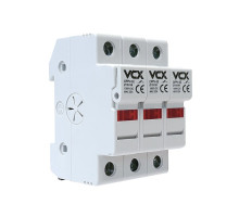 Pojistkový odpojovač VCX CFPV-32, 3P, 32A, 1kV se signalizací, na DIN lištu Pojistkový odpojovač VCX CFPV-32, 3P, 32A, 1kV se signalizací, na DIN lištu