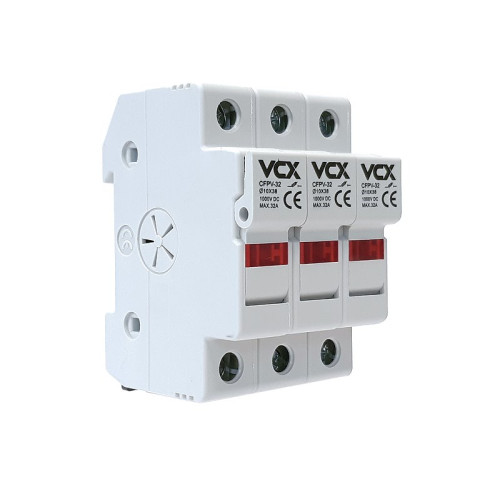 Pojistkový odpojovač VCX CFPV-32, 3P, 32A, 1kV se signalizací, na DIN lištu