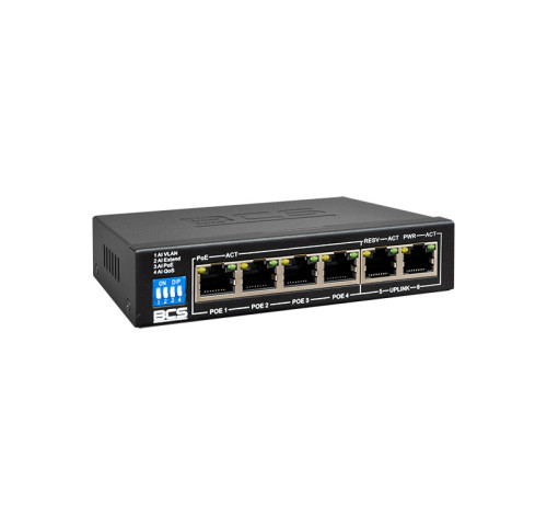 BCS-B-SP04G02G 6 portový switch - 4x PoE 30W 1Gbps + 2x uplink RJ-45 1Gbps, PoE celkem… BCS-B-SP04G02G 6 portový switch - 4x PoE 30W 1Gbps + 2x uplink RJ-45 1Gbps, PoE celkem…