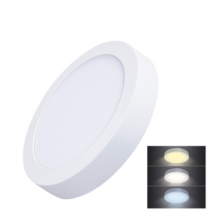 Solight LED mini panel CCT, přisazený, 18W, 1530lm, 3000K, 4000K, 6000K, kulatý