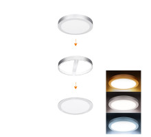 Solight LED mini panel koupelnový 2v1, 3CCT, podhledový/přisazený, 18W, 1530lm, IP54, stříbrná, kulatý