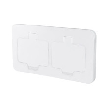 Solight vestavná podlahová dvojzásuvka, IP55, matná bílá, obdélníkové víčko