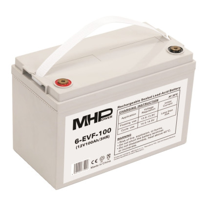 MHPower 6-EVF-100 Trakční gelová baterie 12V/100Ah, Terminál T3 - M8, Deep Cycle