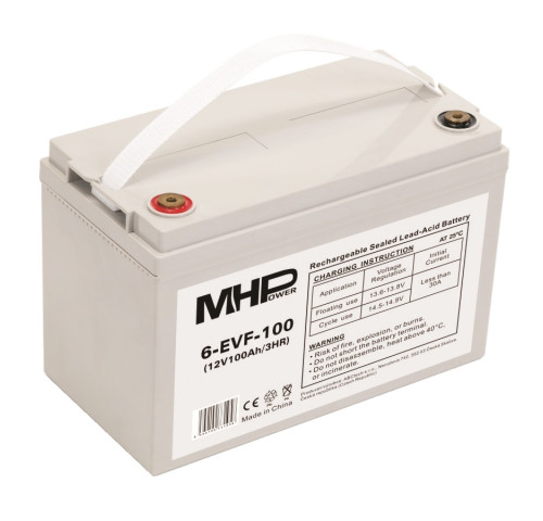 MHPower 6-EVF-100 Trakční gelová baterie 12V/100Ah, Terminál T3 - M8, Deep Cycle