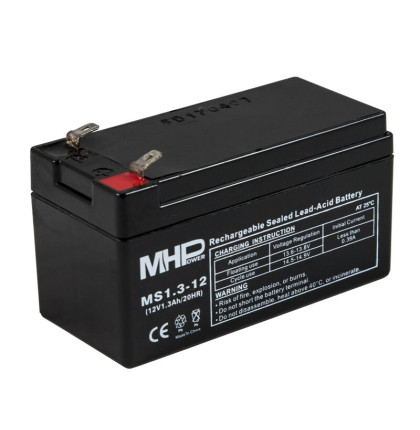 MHPower MS1.3-12 olověný akumulátor AGM 12V/1,3Ah, Faston F1 - 4,8 mm