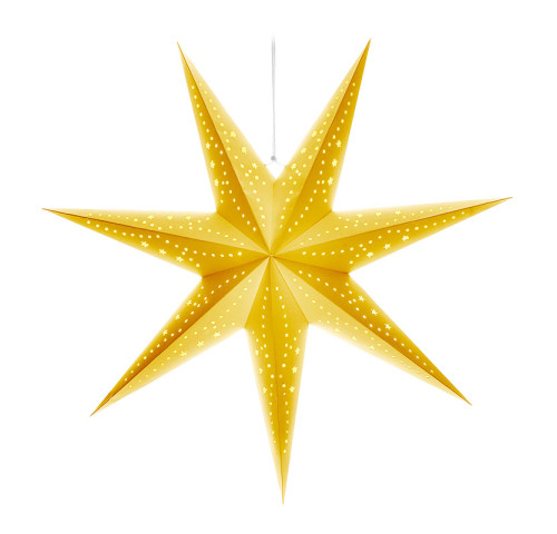 Solight LED vánoční hvězda zlatá, závěsná, časovač, 60cm, 20x LED, 2x AA
