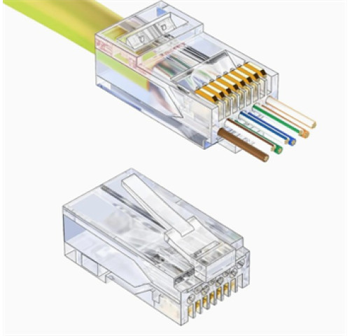 LEXI-Net Konektor RJ45 8/8 30u drát kulatý 6 UTP - průchozí LEXI-Net Konektor RJ45 8/8 30u drát kulatý 6 UTP - průchozí