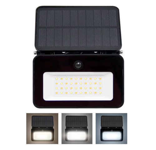 Solight LED solární reflektor se senzorem, 6W, 660lm, 3CCT, Li-Ion, černá Solight LED solární reflektor se senzorem, 6W, 660lm, 3CCT, Li-Ion, černá