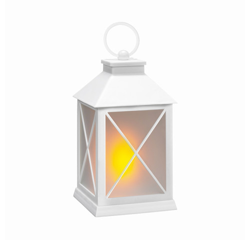 Solight LED vánoční lucerna bílá, 20cm, časovač, 2x AA