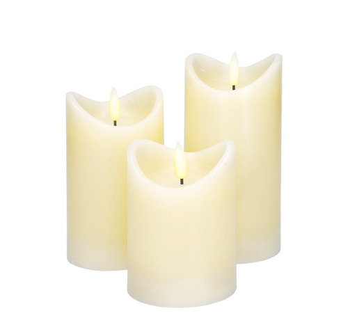 Solight sada LED svíček z přírodního vosku, 3ks, AAA