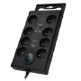 Solight přepěťová ochrana, 8z, USB A+CA, 2m, černá