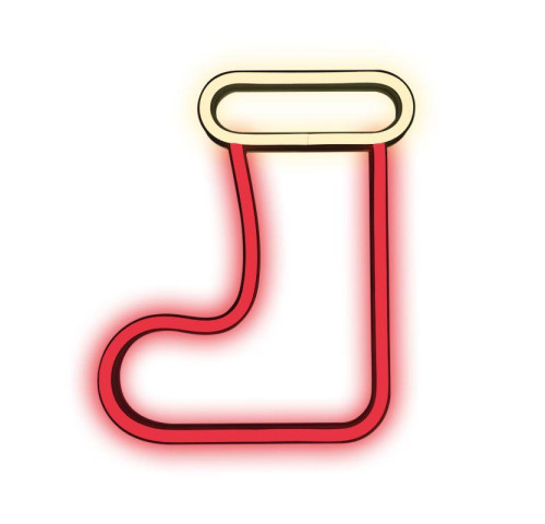 Dekorativní LED neon Vánoční ponožka červeno bílá