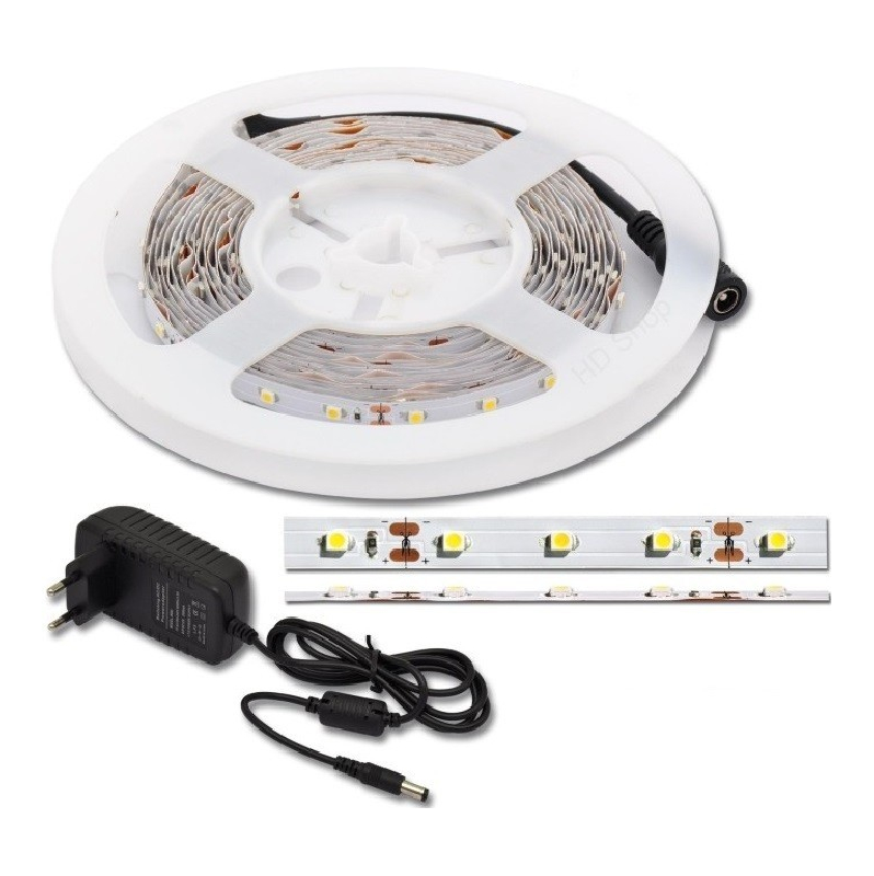 Sada LED pásku 5m vč. adaptéru, 300Lm/m, 4,8W/m, bílá 4100K - ecolite