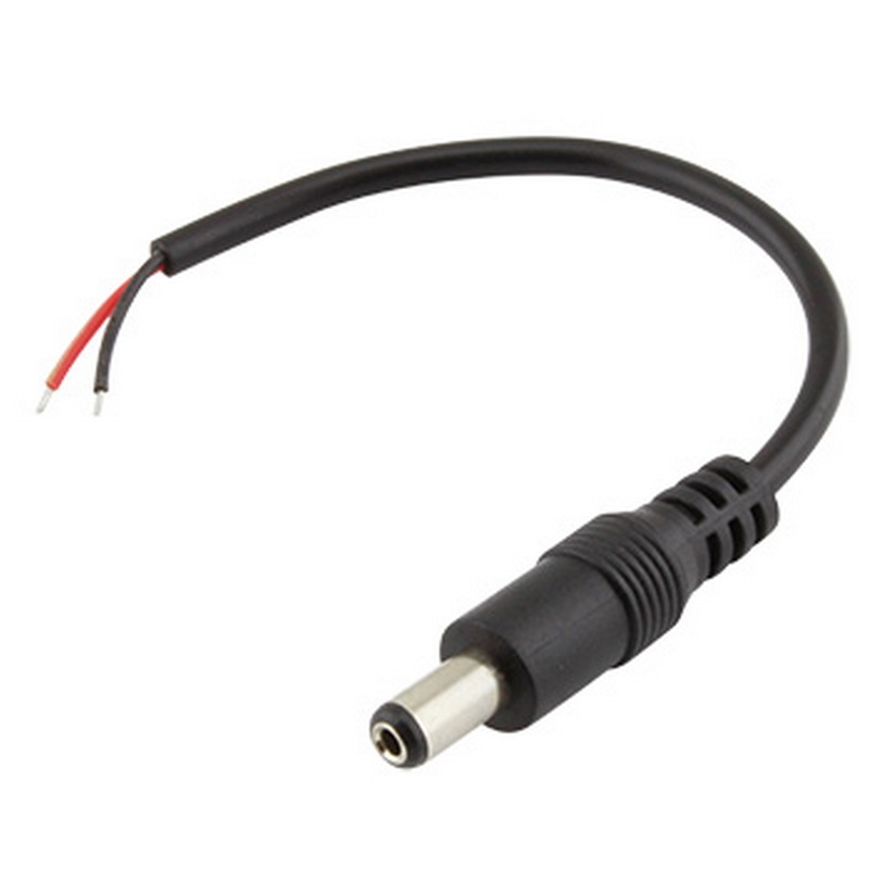 Napájecí kabel s konektorem DC 5,5 x 2,1mm, 1x vidlice, 15cm černý