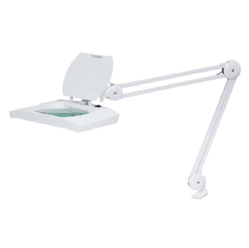 LED stolní lupa s osvětlením, 3D, 1,75X se svorkou, bílá